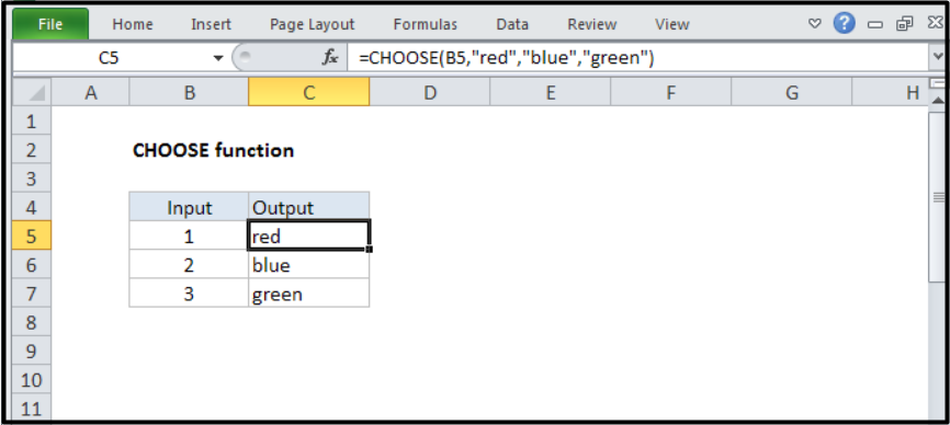 CHOOSE Microsoft Excel Formulas