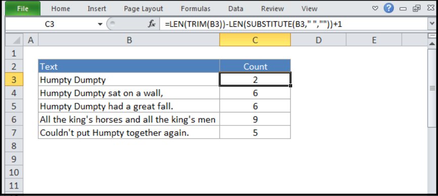 LEN and TRIM Microsoft Excel Formulas